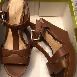 Brown wedge sandals